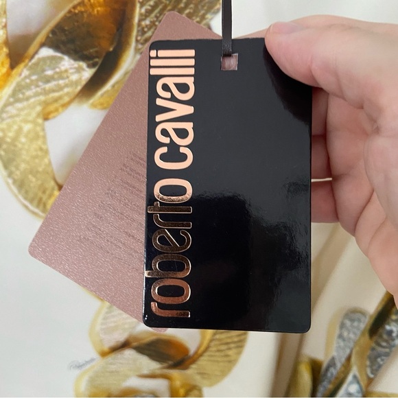 NWT Robert Cavalli Silk Chain-Print One-Shoulder Top size 40 US4-6 - Picture 8 of 16